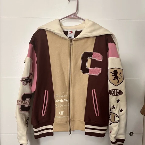 Champion Women's Multicolor Varsity Zip-Up Jacket Size L - Picture 2 of 9